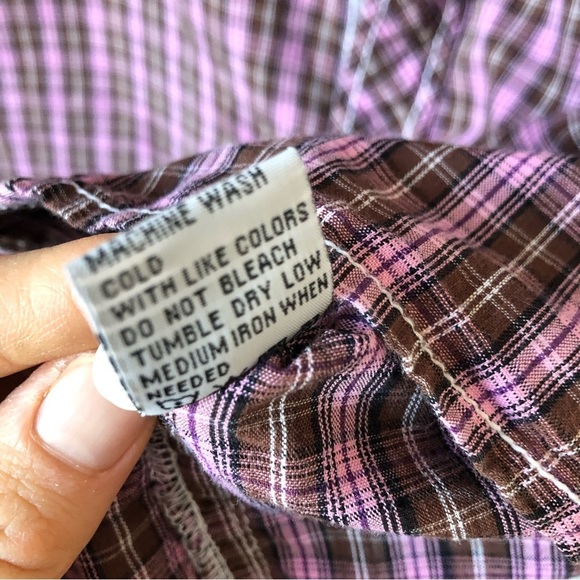 PAPER DENIM AND CLOTH Women’s Plaid Button Down Shirt Short Sleeve Cotton Size L - Picture 7 of 9